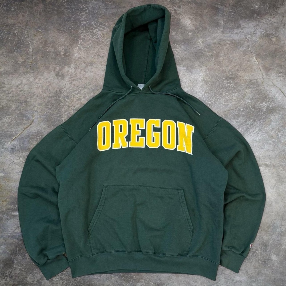 Vintage Champion Oregon Ducks Green Pullover Hoodie Adult Size Large 90s Y2K - Picture 1 of 3